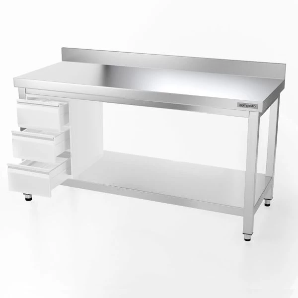 Edelstahl Arbeitstisch PREMIUM - 1500x800mm - Mit Grundboden & Aufkantung 9 Edelstahl Arbeitstisch PREMIUM - 1500x800mm - Mit Grundboden & Aufkantung – Bild 9