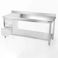 Edelstahl Arbeitstisch PREMIUM - 1800x800mm - Mit Grundboden & Aufkantung -Geschäft für Küchengeräte 187a 2s 39cb