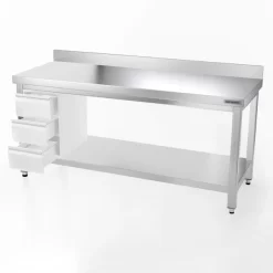 Edelstahl Arbeitstisch PREMIUM - 1800x800mm - Mit Grundboden & Aufkantung -Geschäft für Küchengeräte 187a 3s 1b06