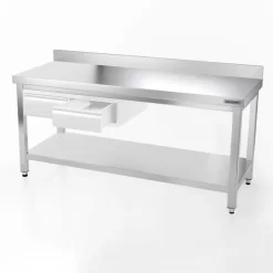 Edelstahl Arbeitstisch PREMIUM - 1800x800mm - Mit Grundboden & Aufkantung -Geschäft für Küchengeräte 187a sk 2e61