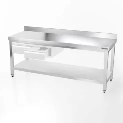 Edelstahl Arbeitstisch PREMIUM - 2000x800mm - Mit Grundboden & Aufkantung -Geschäft für Küchengeräte 207a sk 831f