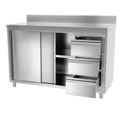 Edelstahl Arbeitsschrank PREMIUM - 1400x600mm - Mit 3 Schubladen Rechts & Aufkantung -Geschäft für Küchengeräte 636846188243622478 485f 1