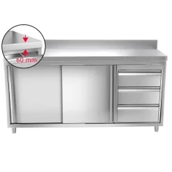 Edelstahl Arbeitsschrank PREMIUM - 1800x700mm - Mit 3 Schubladen Rechts & Aufkantung -Geschäft für Küchengeräte 636846188486118774 ff26