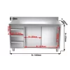 Edelstahl Arbeitsschrank PREMIUM - 1600x600mm - Mit 3 Schubladen Links & Aufkantung