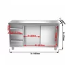 Edelstahl Arbeitsschrank PREMIUM - 1600x600mm - Mit 3 Schubladen Links Ohne Aufkantung