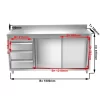 Edelstahl Arbeitsschrank PREMIUM - 1800x700mm - Mit 3 Schubladen Links & Aufkantung