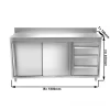 Edelstahl Arbeitsschrank PREMIUM - 1800x700mm - Mit 3 Schubladen Rechts & Aufkantung