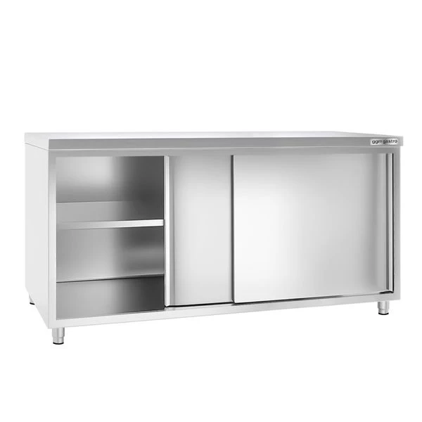 Edelstahl Arbeitsschrank PREMIUM - 2000x800mm - Mit Schiebetür Ohne Aufkantung 2 Edelstahl Arbeitsschrank PREMIUM - 2000x800mm - Mit Schiebetür Ohne Aufkantung – Bild 2