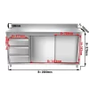 Edelstahl Arbeitsschrank PREMIUM - 2000x700mm - Mit 3 Schubladen Links & Aufkantung