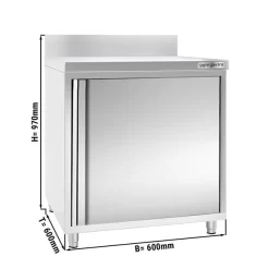 Edelstahl Arbeitsschrank PREMIUM - 600x600mm - Mit Flügeltür & Aufkantung