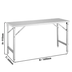 Edelstahl Arbeitstisch - Klappbar - 1600x600mm