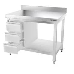 Edelstahl Arbeitstisch PREMIUM - 1000x700mm - Mit Grundboden & Aufkantung -Geschäft für Küchengeräte ATK107A 008 14e6