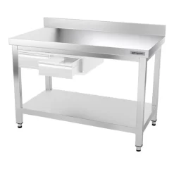 Edelstahl Arbeitstisch PREMIUM - 1200x700mm - Mit Grundboden & Aufkantung -Geschäft für Küchengeräte ATK127A 003 7ba4