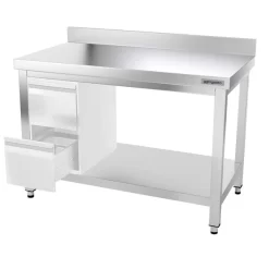 Edelstahl Arbeitstisch PREMIUM - 1200x700mm - Mit Grundboden & Aufkantung -Geschäft für Küchengeräte ATK127A 004 5fbf