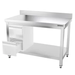 Edelstahl Arbeitstisch PREMIUM - 1200x800mm - Mit Grundboden & Aufkantung -Geschäft für Küchengeräte ATK128A 008 c204