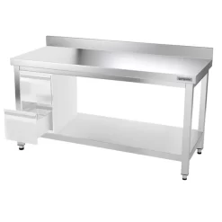 Edelstahl Arbeitstisch PREMIUM - 1400x600mm - Mit Grundboden & Aufkantung -Geschäft für Küchengeräte ATK146A 005 66c5