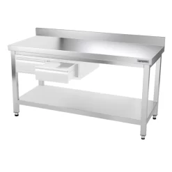 Edelstahl Arbeitstisch PREMIUM - 1400x600mm - Mit Grundboden & Aufkantung -Geschäft für Küchengeräte ATK146A 006 8cd9