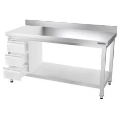 Edelstahl Arbeitstisch PREMIUM - 1400x600mm - Mit Grundboden & Aufkantung -Geschäft für Küchengeräte ATK146A 008 1b9f