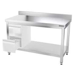 Edelstahl Arbeitstisch PREMIUM - 1400x800mm - Mit Grundboden & Aufkantung -Geschäft für Küchengeräte ATK148A 007 d586
