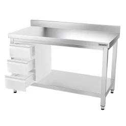 Edelstahl Arbeitstisch PREMIUM - 1400x800mm - Mit Grundboden & Aufkantung -Geschäft für Küchengeräte ATK148A 008 9ec3