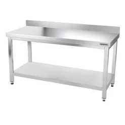 Edelstahl Arbeitstisch PREMIUM - 1500x700mm - Mit Grundboden & Aufkantung -Geschäft für Küchengeräte ATK157A 002 5688