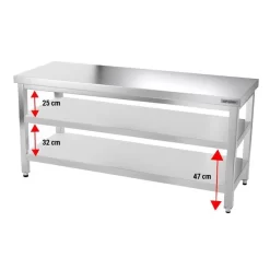 Edelstahl Arbeitstisch PREMIUM - 1500x800mm - Mit Grundboden Ohne Aufkantung -Geschäft für Küchengeräte ATK158 004 f4e6