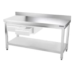 Edelstahl Arbeitstisch PREMIUM - 1600x700mm - Mit Grundboden & Aufkantung -Geschäft für Küchengeräte ATK167A 005 d5c6