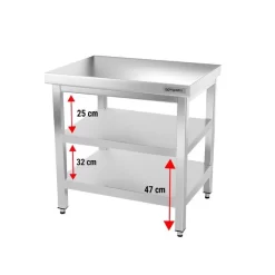 Edelstahl Arbeitstisch PREMIUM - 800x600mm - Mit Grundboden Ohne Aufkantung -Geschäft für Küchengeräte ATK86 004 1fcd