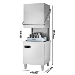 Durchschubspülmaschine - 6,52 KW - Mit Reiniger-, Klarspüler- & Laugenpumpe