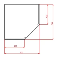 Edelstahl Eck - Wandhängeschrank - 700x400mm - Mit Flügeltür - Höhe: 650mm -Geschäft für Küchengeräte EHR77 drawing 2 6d3e