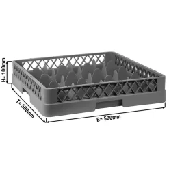 (6 Stück) Gläserkorb - 500x500mm - Mit 16 Fächern - Grau