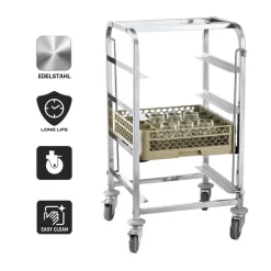 Edelstahl Geschirrkorbwagen - Für 4 Körbe -Geschäft für Küchengeräte GKWH4 Icons d1a9
