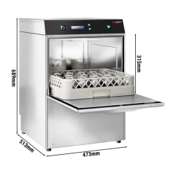 Doppelwandige Gläserspülmaschine - 2,97 KW - Mit Reiniger-, Klarspüler- & Laugenpumpe