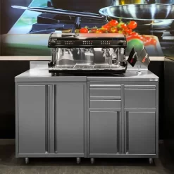 Kaffeebar-Arbeitsschrank - 800x600mm - 2 Flügeltüren & Aufkantung -Geschäft für Küchengeräte KASSEES CB 002 room 67ee