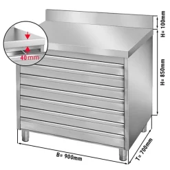 Schubladenschrank PREMIUM Mit 7 Schubladen Für Pizzateigbällchen & Aufkantung - 900x700mm
