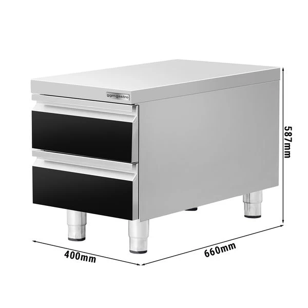 Schubladenschrank - Schwarz-Titan - 400x660mm - 2 Schubladen 1 Schubladenschrank - Schwarz-Titan - 400x660mm - 2 Schubladen
