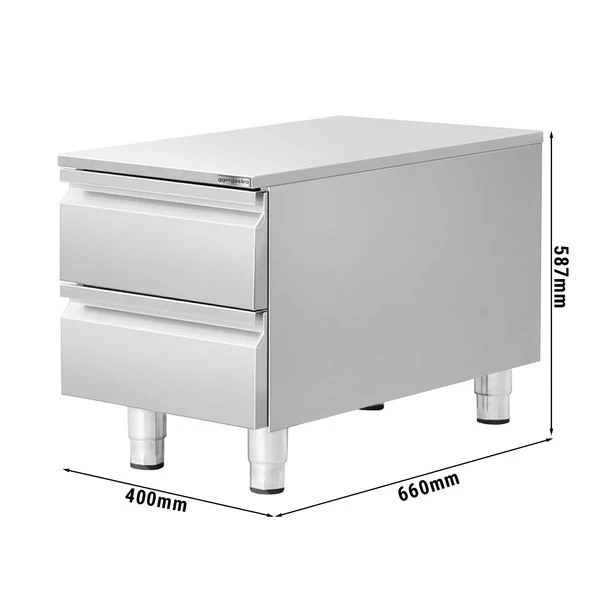Edelstahl Schubladenschrank - 0,4 M - Mit 2 Schubladen 2 Edelstahl Schubladenschrank - 0,4 M - Mit 2 Schubladen – Bild 2