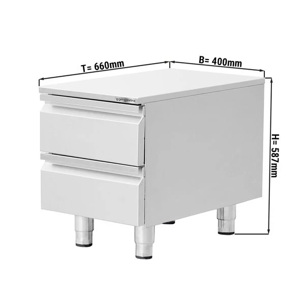 Edelstahl Schubladenschrank - 0,4 M - Mit 2 Schubladen 1 Edelstahl Schubladenschrank - 0,4 M - Mit 2 Schubladen