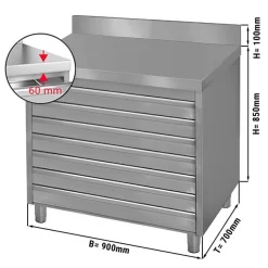 Schubladenschrank ECO Mit 6 Schubladen Für Pizzateigbällchen & Aufkantung - 900x700mm