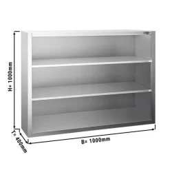 Edelstahl Wandhängeschrank PREMIUM - 1000x400mm - Ohne Schiebetür - 1000mm Hoch