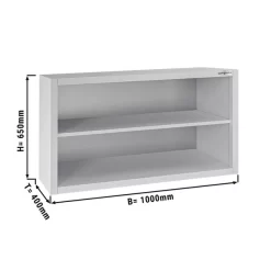Edelstahl Wandhängeschrank ECO - 1000x400mm - Ohne Schiebetür - 650mm Hoch