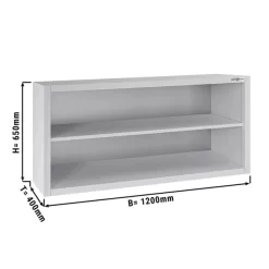 Edelstahl Wandhängeschrank ECO - 1200x400mm - Ohne Schiebetür - 650mm Hoch