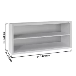 Edelstahl Wandhängeschrank ECO - 1400x400mm - Ohne Schiebetür - 650mm Hoch