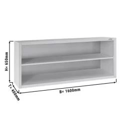 Edelstahl Wandhängeschrank ECO - 1600x400mm - Ohne Schiebetür - 650mm Hoch