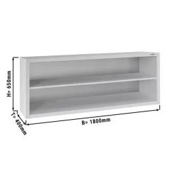 Edelstahl Wandhängeschrank ECO - 1800x400mm - Ohne Schiebetür - 650mm Hoch