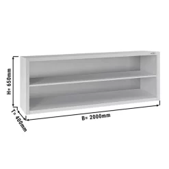 Edelstahl Wandhängeschrank ECO - 2000x400mm - Ohne Schiebetür - 650mm Hoch