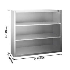 Edelstahl Wandhängeschrank PREMIUM - 800x400mm - Ohne Flügeltür - 1000mm Hoch
