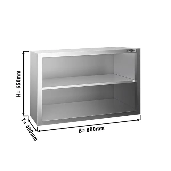 Edelstahl Wandhängeschrank PREMIUM - 800x400mm - Ohne Flügeltür - 650mm Hoch 1 Edelstahl Wandhängeschrank PREMIUM - 800x400mm - Ohne Flügeltür - 650mm Hoch