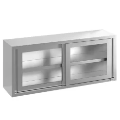 Edelstahl Wandhängeschrank - 1600x400mm - Mit Glasschiebetür - 650mm Hoch -Geschäft für Küchengeräte WSI164 001 727e