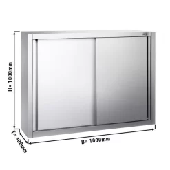 Edelstahl Wandhängeschrank PREMIUM - 1000x400mm - Mit Schiebetür - 1000mm Hoch